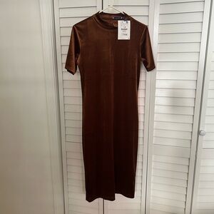 Zara Rich Brown Midi Dress